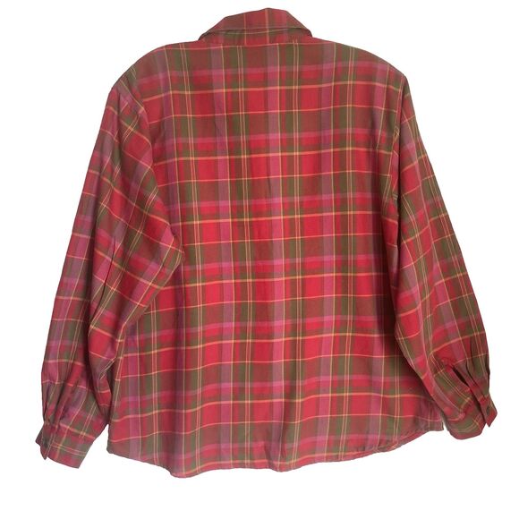 Vintage Nappa Valley Flannel Shirt Women L Red Plaid Embroidered Floral Boho - Picture 2 of 9